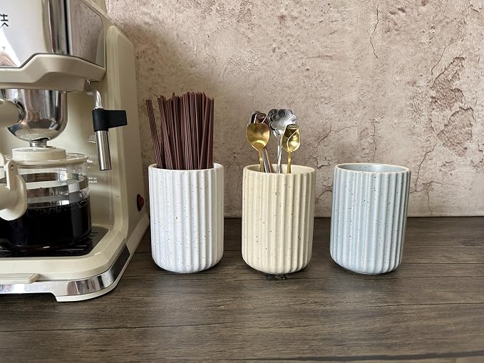 TOPYOKK Stoneware Coffee Bar Utensil Holder Tea & Coffee Spoon & Stirrer Holder - Image 2