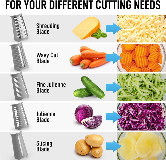 Zulay Kitchen Rotary Cheese Grater 5 Blade Cheese Shredder - Image 9