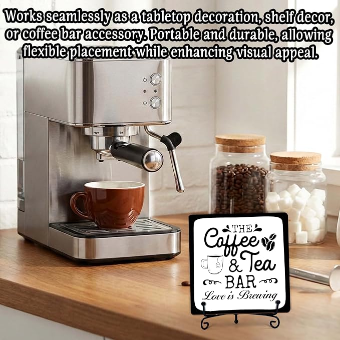 Coffee Bar Sign, Love is Brewing Farmhouse Tabletop Decor, Coffee and Tea Lover - Image 4