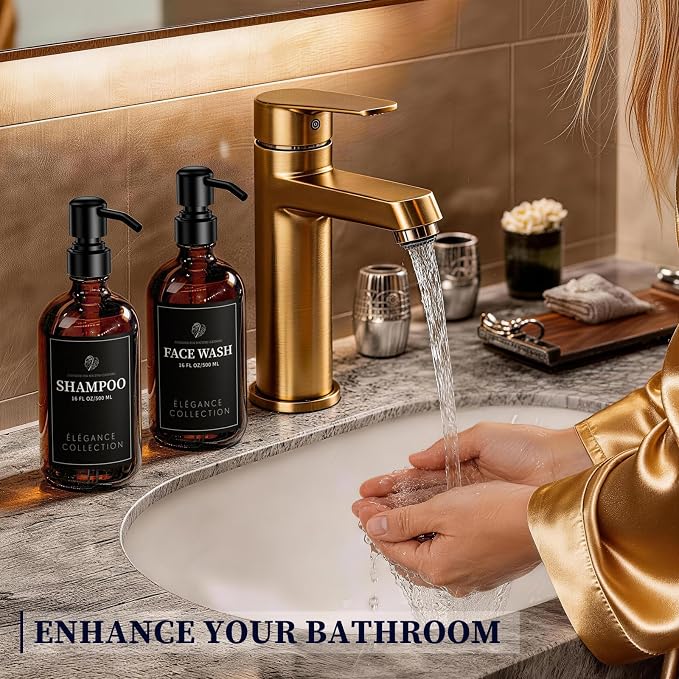 Amber Glass Soap Dispenser for Kitchen Sink and Bathroom - Image 7