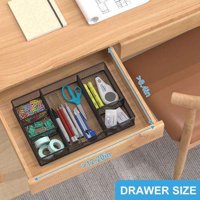 VyGrow Desk Drawer Organizer Tray, Metal Mesh Drawer Organizers Office - Image 3
