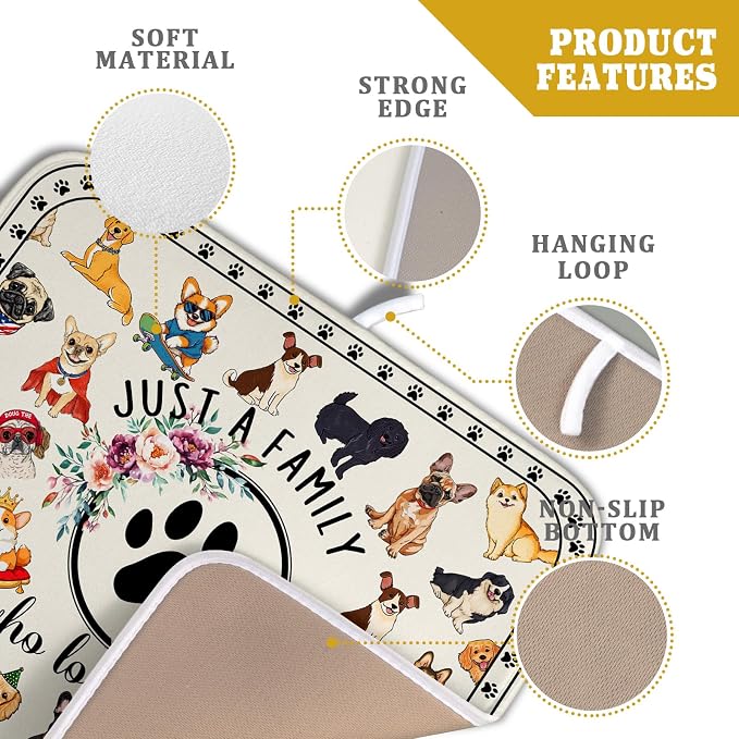 Lovely Dogs Dish Drying Mat Absorbent Printed Drying Pad - Image 4