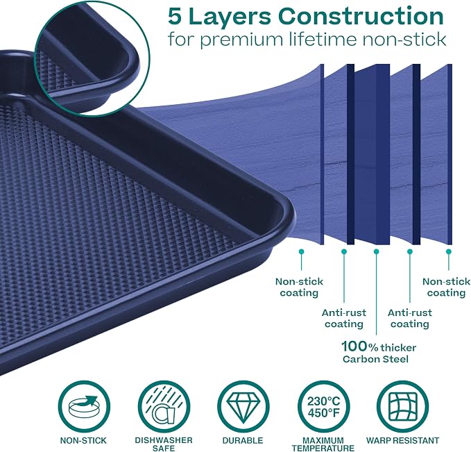 Baker's Secret Non Stick Baking Sheets, Diamond Texture Premium Air Flow - Image 3