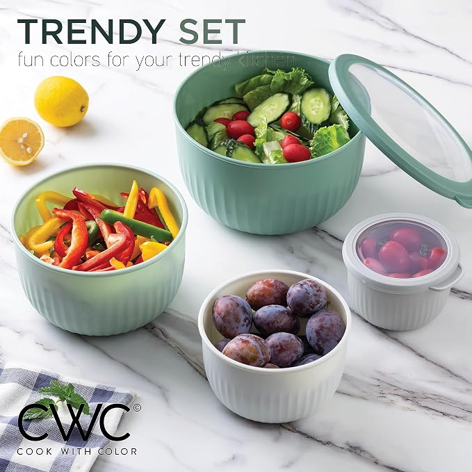 COOK WITH COLOR Prep Bowls with Lids- Wide and Deep Nesting Plastic Small - Image 6