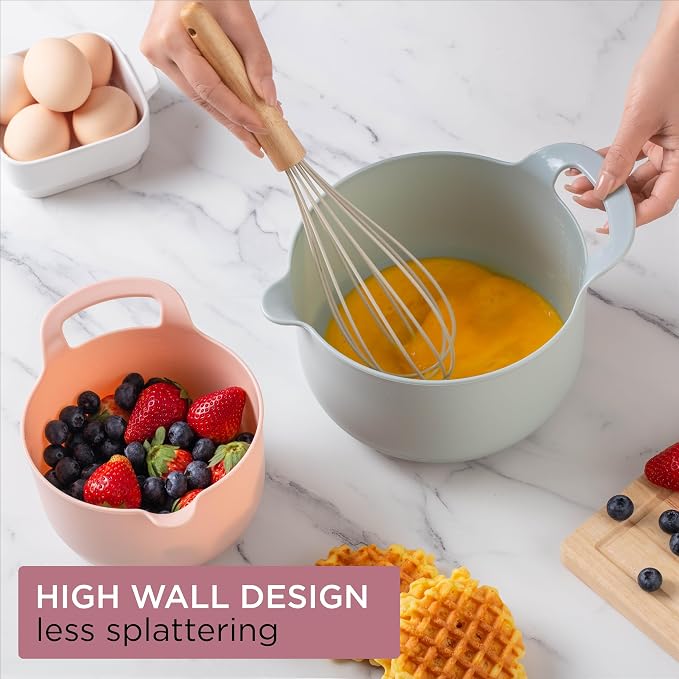 COOK WITH COLOR Nesting Plastic Mixing Bowl Set with Pour Spouts and Handles - Image 6