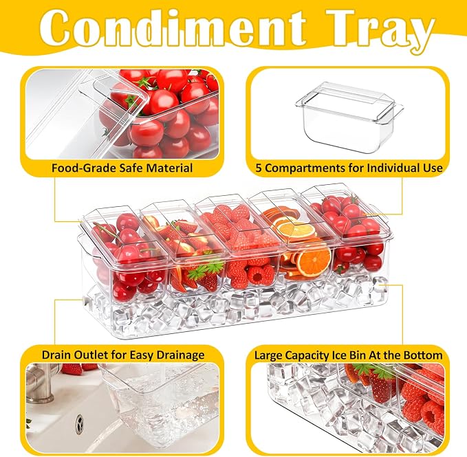 ARSTPEOE Condiment Tray, Chilled Condiment Server - Image 4