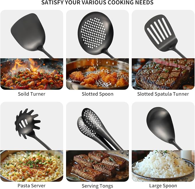 304 Stainlss Steel Matte Kitchen Utensils Set, Pasta Server - Image 3