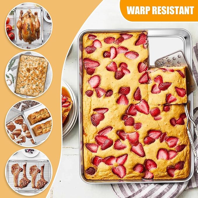 Homikit Baking Half Sheet with Rack, Metal Bacon Tray with Wire Cooling Rack - Image 9