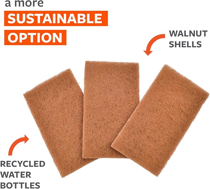 Full Circle Neat Nut, Walnut Scour Pads – Pack of 8 – Powerful, Non-Scratch - Image 2