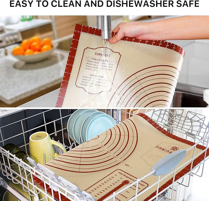 2 Pack Non Stick 26''x16'' Extra Large Thick Silicone Pastry Mat and 16''x11'' - Image 6