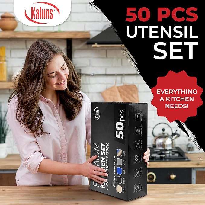 Kaluns 50 PCS Silicone Kitchen Utensils Set Complete Kitchen Set - Image 4