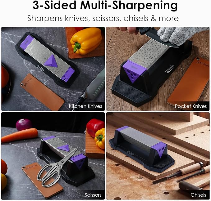 3-Sided Diamond Sharpening Stone 400/1000/8000 Grit Whetstone - Image 8