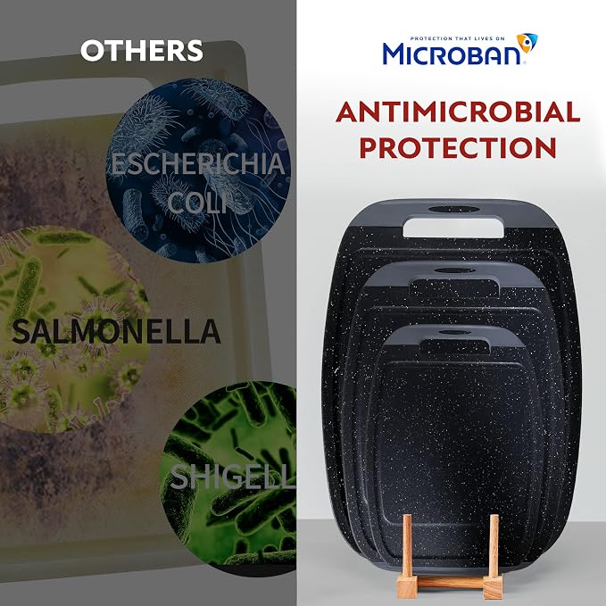 Neoflam Microban Antimicrobial Plastic Cutting Board 3 Sets, BPA Free, Non-Slip - Image 3
