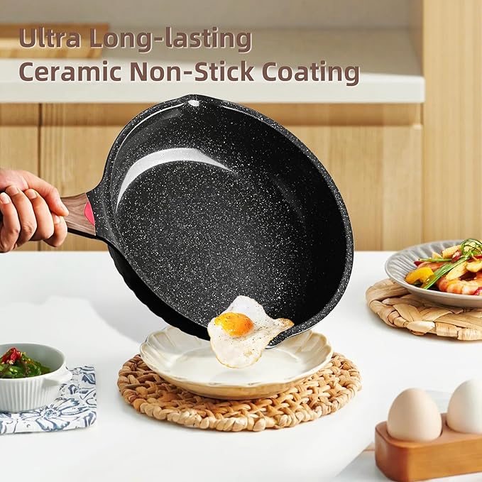 Vinchef Non Stick Frying Pans Set, Deep Frying Pan & Saute Skillet, PFAS PFOA & - Image 4