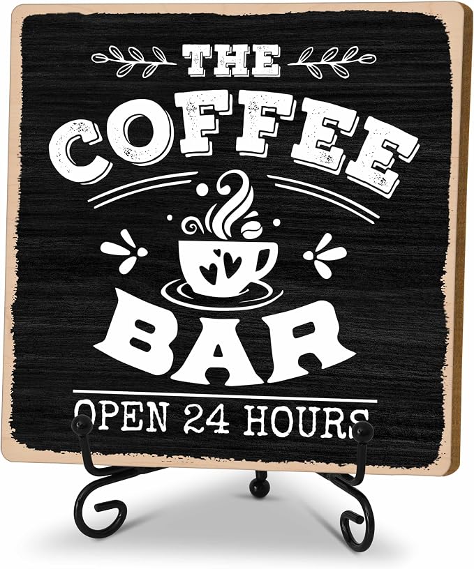 Coffee Bar 24-Hour Open Decor Signs, Coffee Station Accessories, Themed Gifts by TIRYWT