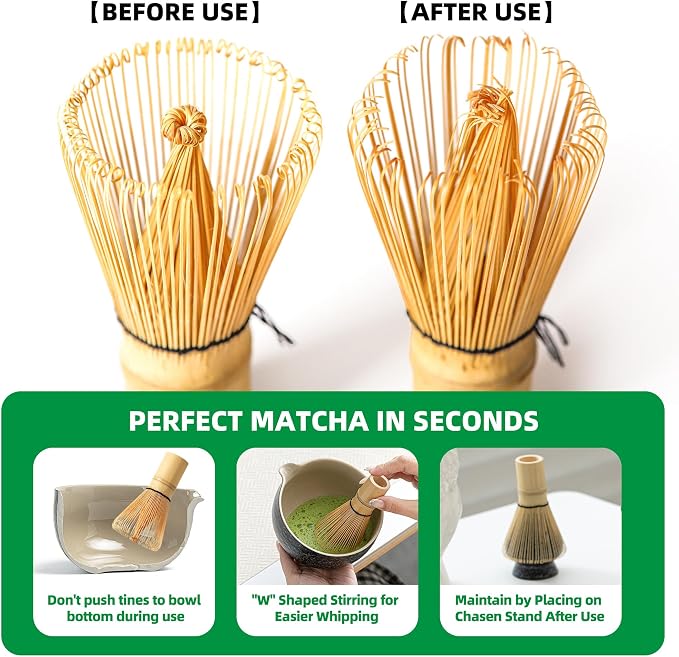 TEANAGOO Matcha Whisk Set, 6-PCS Traditional Starter Set, 100 Prongs Whisk - Image 4