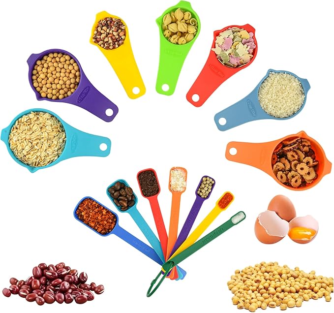 Measuring Cups and Spoons Set 15, 7 Plastic Measuring Cup Set, 7 Spice Long - Image 3