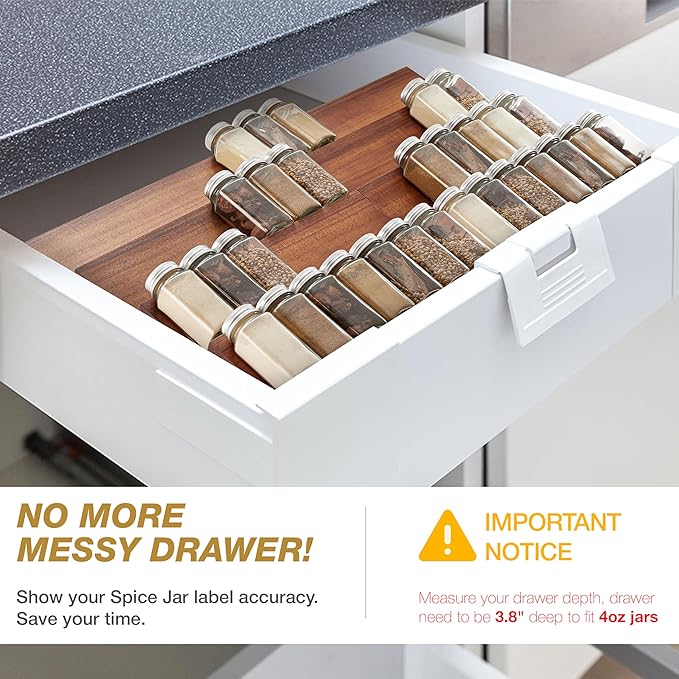 Tinamo Acacia Wooden Spice Rack Organizer - Image 2