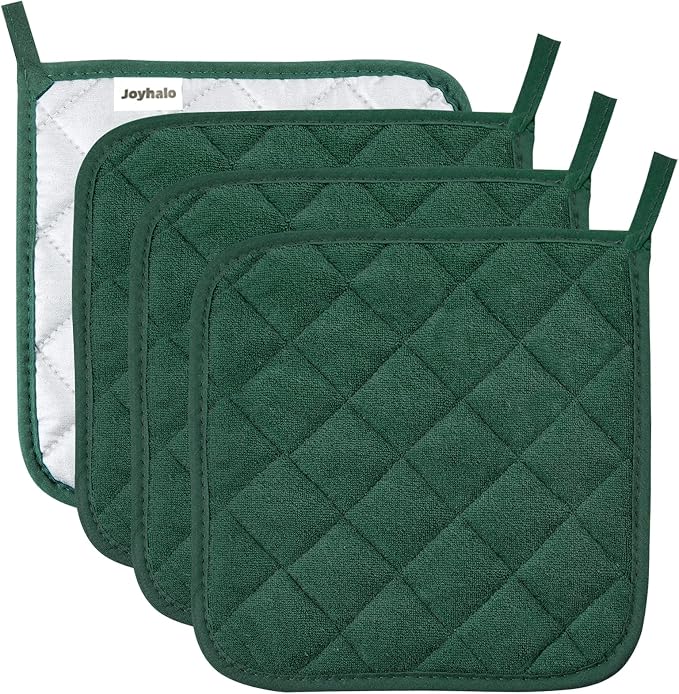 Joyhalo 4 Pack Pot Holders for Kitchen, Cotton Oven Holder by Joyhalo