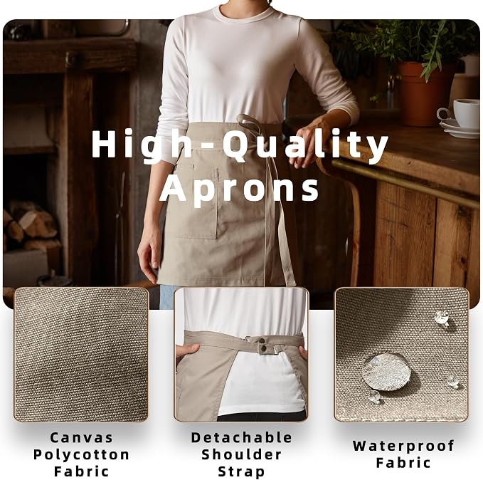 Unisex Waist Apron Half Bistro Apron Server Aprons - Image 3