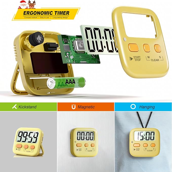 Antonki 2 Pack Digital Timer for Kids, Magnetic Countdown Kitchen Timers for - Image 5