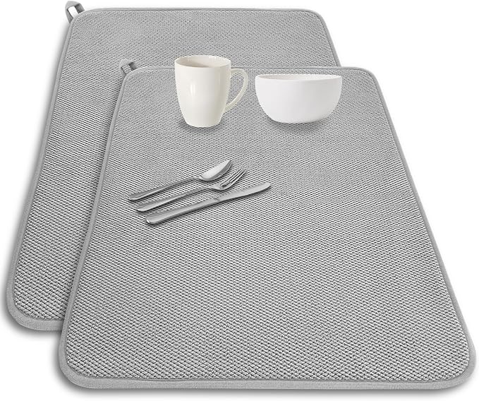 2 Pack Large Dish Drying Mat, 24x17 Inch Absorbent Microfiber Dishes Drainer by Meirrnyyu