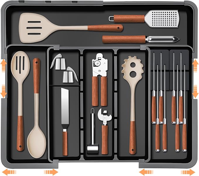 Large Utensil Drawer Organizer for Kitchen, Expandable Silverware Organizer by HOMECOR