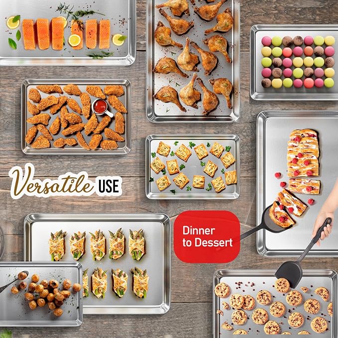 Eatex Aluminum Baking Sheet Set, 12 Pack Cookie Sheet Set, 18” x 13” Steel - Image 7