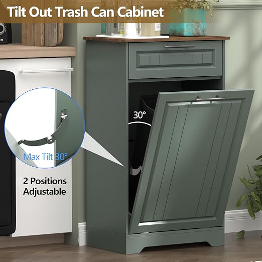 Single 10 Gallon Tilt Out Trash Can Cabinet - Image 4