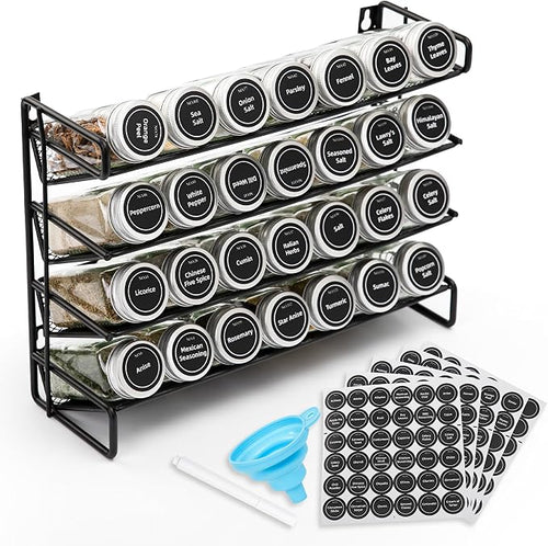 4-Tier Spice Rack Organizer Set – Wall Mounted or Countertop – Includes 28 by Unknown