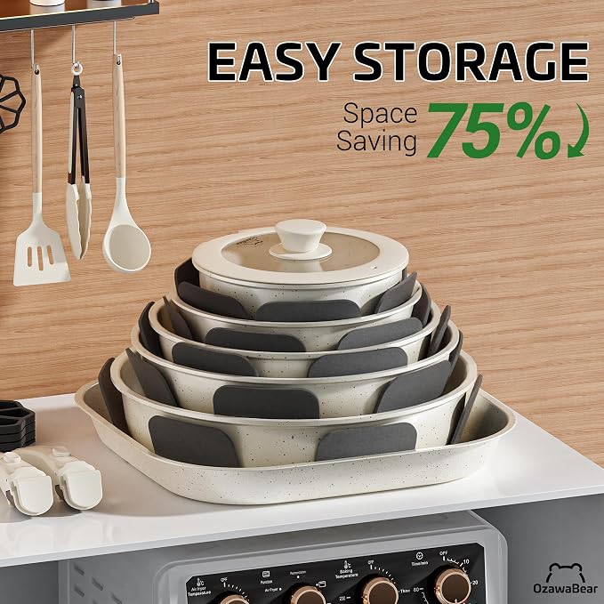 26 Pcs Pots and Pans Set Non Stick, Ceramic Cookware Set Non Toxic - Image 4