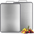 Stainless Steel Cutting Board 16''×11'', Double Sided 304 Steel Cutting Board by INZOO