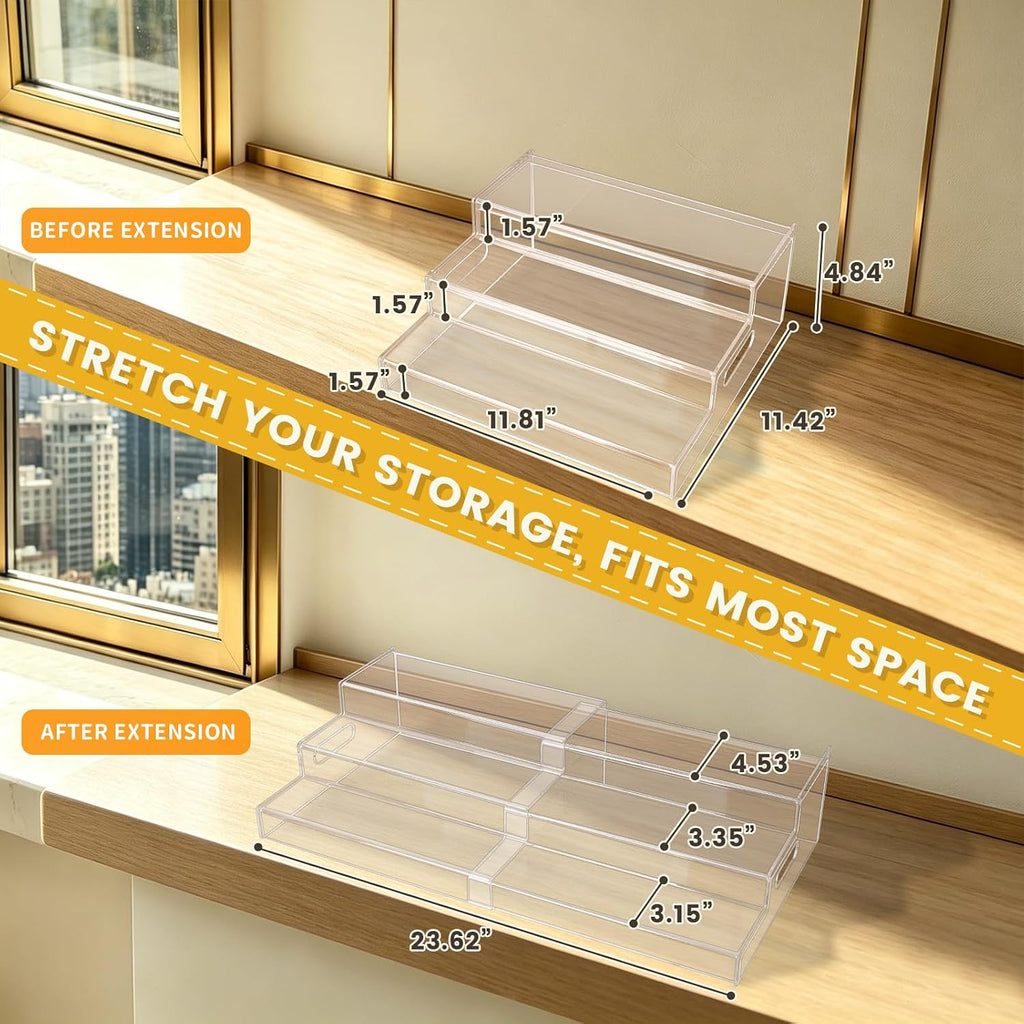 Expandable Can Rack Organizer, 3 Tier Acrylic Can Food Storage for