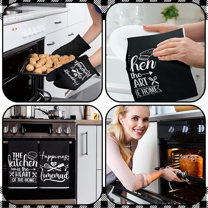 Sratte 6 Pcs Kitchen Decor Accessories Set Farmhouse Towels Pot Holders Oven - Image 4