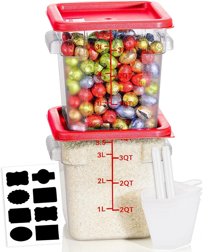 4QT NSF Food Storage Containers: 2 PCS Commercial Clear Food Storage Containers by SVKLHY