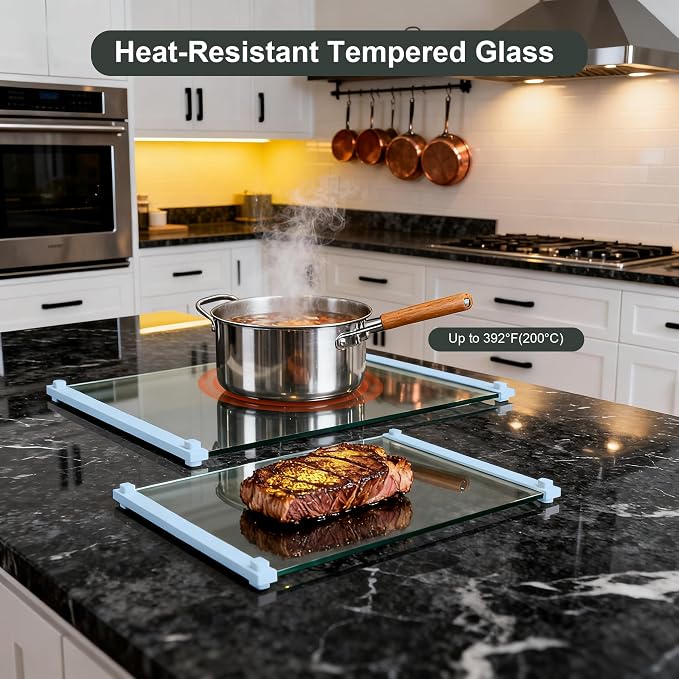 2PCS Glass Cutting Board with Silicone Grip, 80% Stronger Shatter Resistance - Image 4