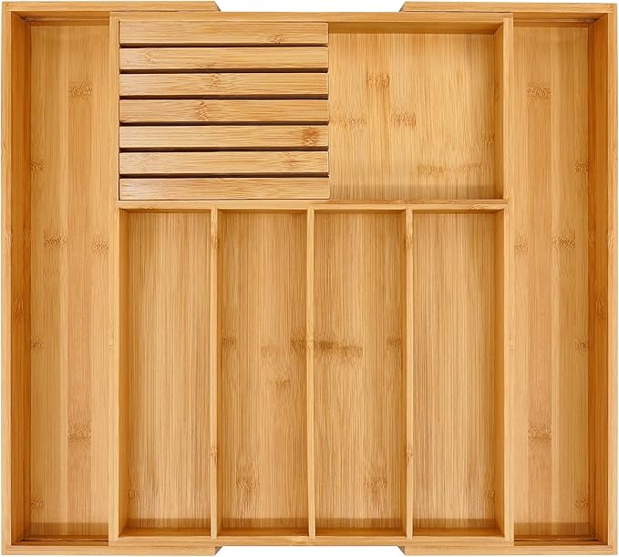 VaeFae Bamboo Silverware Drawer Organizer Kitchen, Expandable Utensil Organizer by VaeFaeDirect
