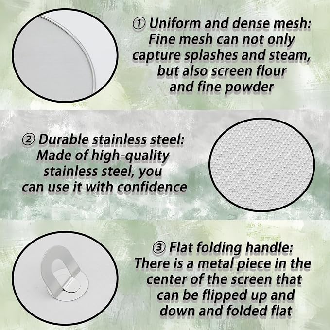 3 Pack Silver Stainless Steel Splatter Screens, Grease Splatter Guard - Image 4