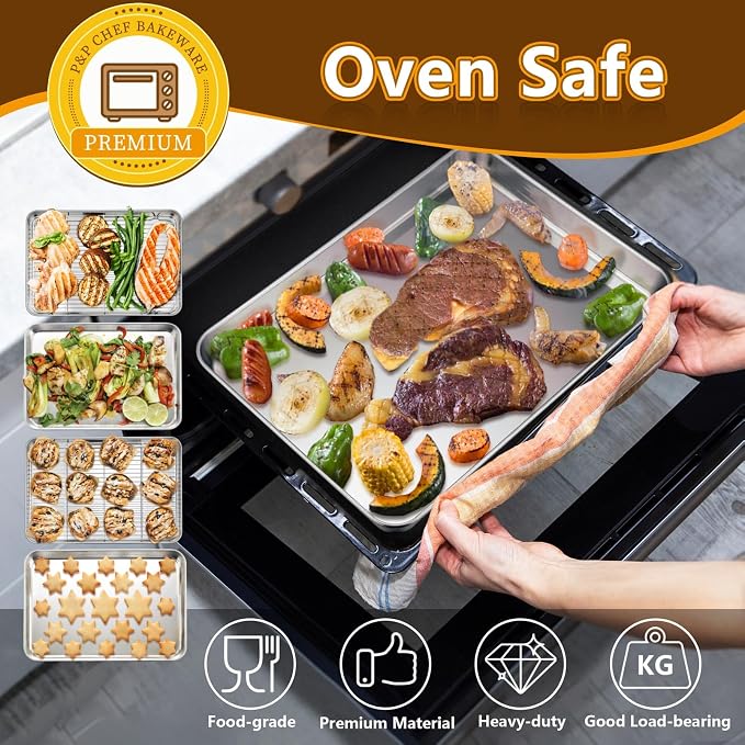 P&P CHEF 16 + 12.5 Inch Stainless Steel Baking Sheet - Image 5