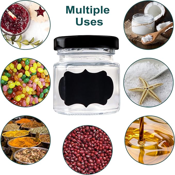 1.5 OZ Mini Hexagon Glass Jars, 48 Pack Empty Honey Jars Small Spice Jars - Image 6