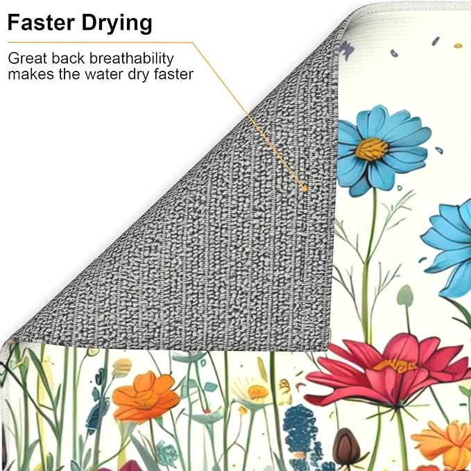 Butterfly Flowers Dish Drying Mat 16x18 Inch, Microfiber Absorbent Fast Dry Mat - Image 5