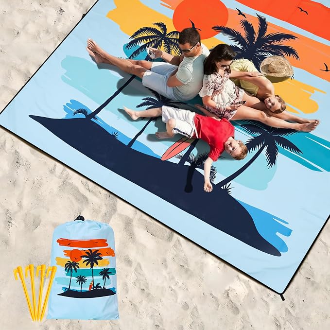 HIHOHO Beach Blanket Waterproof Sandproof Extra Large Beach Mat 79" X - Image 6