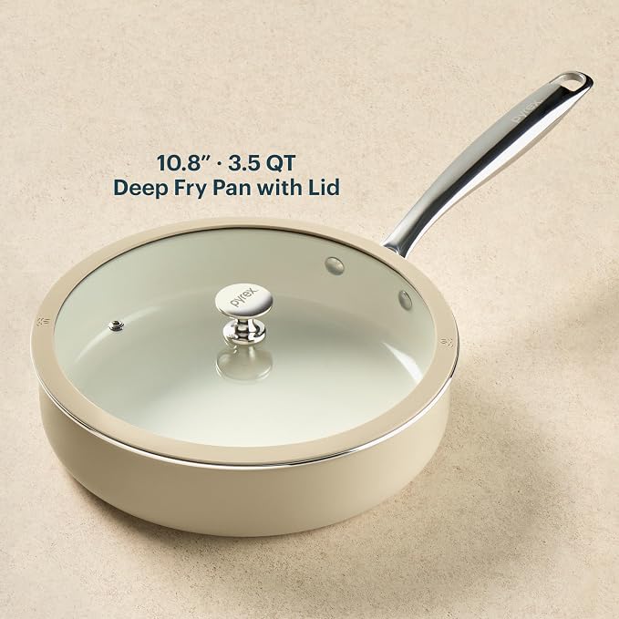 Pyrex 10.8-Inch Deep Fry Pan Ceramic Cookware - Image 3