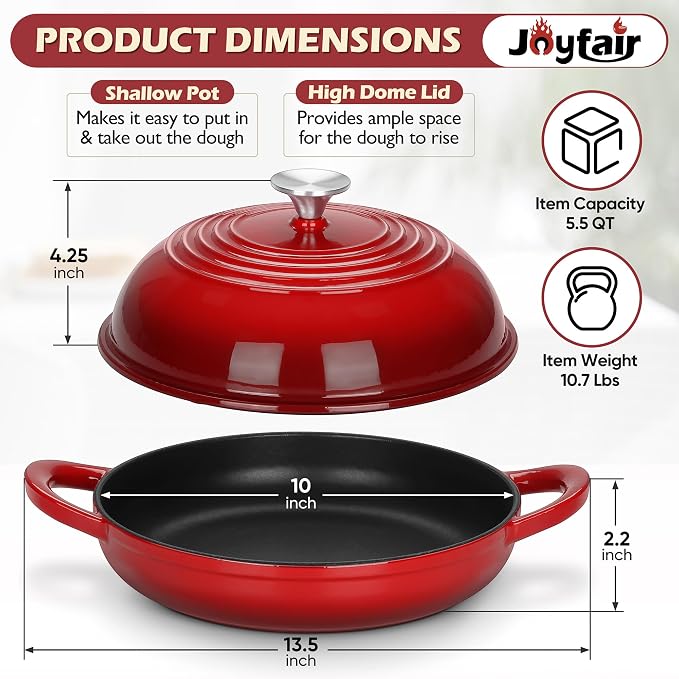Bread Dutch Oven for Sourdough Baking, Joyfair Enameled Cast Iron Dutch Oven Pot - Image 7