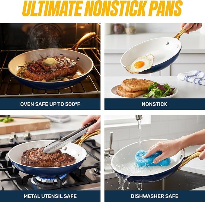 Gotham Steel 15 Pc Ceramic Pots and Pans Set Non Stick, Kitchen Cookware Sets - Image 9