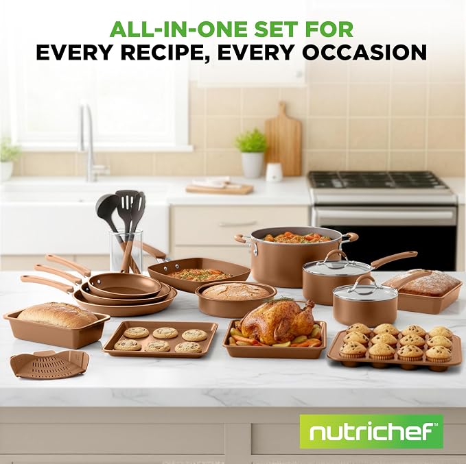 Nutrichef 20 Piece Professional Home Kitchen Cookware and Bakeware, Pots and - Image 7