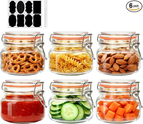 16 oz Glass Jars With Airtight Lids And Leak Proof Rubber Gasket, Wide Mouth by Encheng