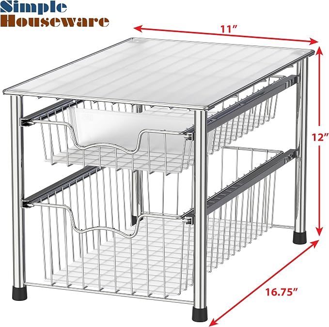 Simple Houseware Stackable 2 Tier Sliding Basket Organizer Drawer - Image 3