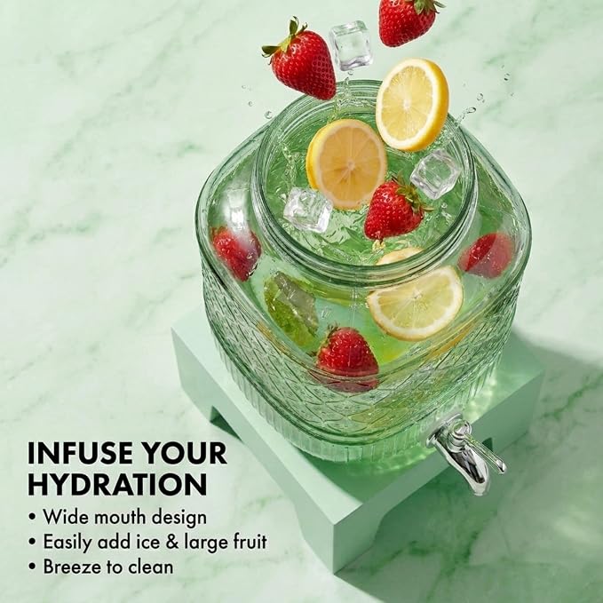 Beverage Dispenser 1 Gallon, Glass Drink Dispenser - Image 4