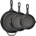 Cast Iron Skillet 3-Piece Set, Heavy-Duty Pre-Seasoned Pan Cookware Set by isheTao